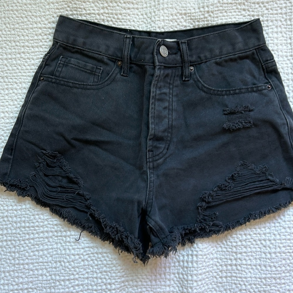 Pacsun High Rise Black Distressed Shorts